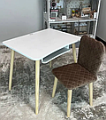 Дитячий білий стіл і стілець м'який велюр. Для дітей 1 групи зросту (100-115см), фото 2