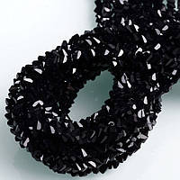Бусины Swarovski огранка треугольник 4 мм 35 см (+-130 шт.) Черный непрозрачный