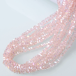 Намистини Swarovski огранювання трикутник 3 мм 27 см (+-130 шт.) Пудровий АВ прозорий