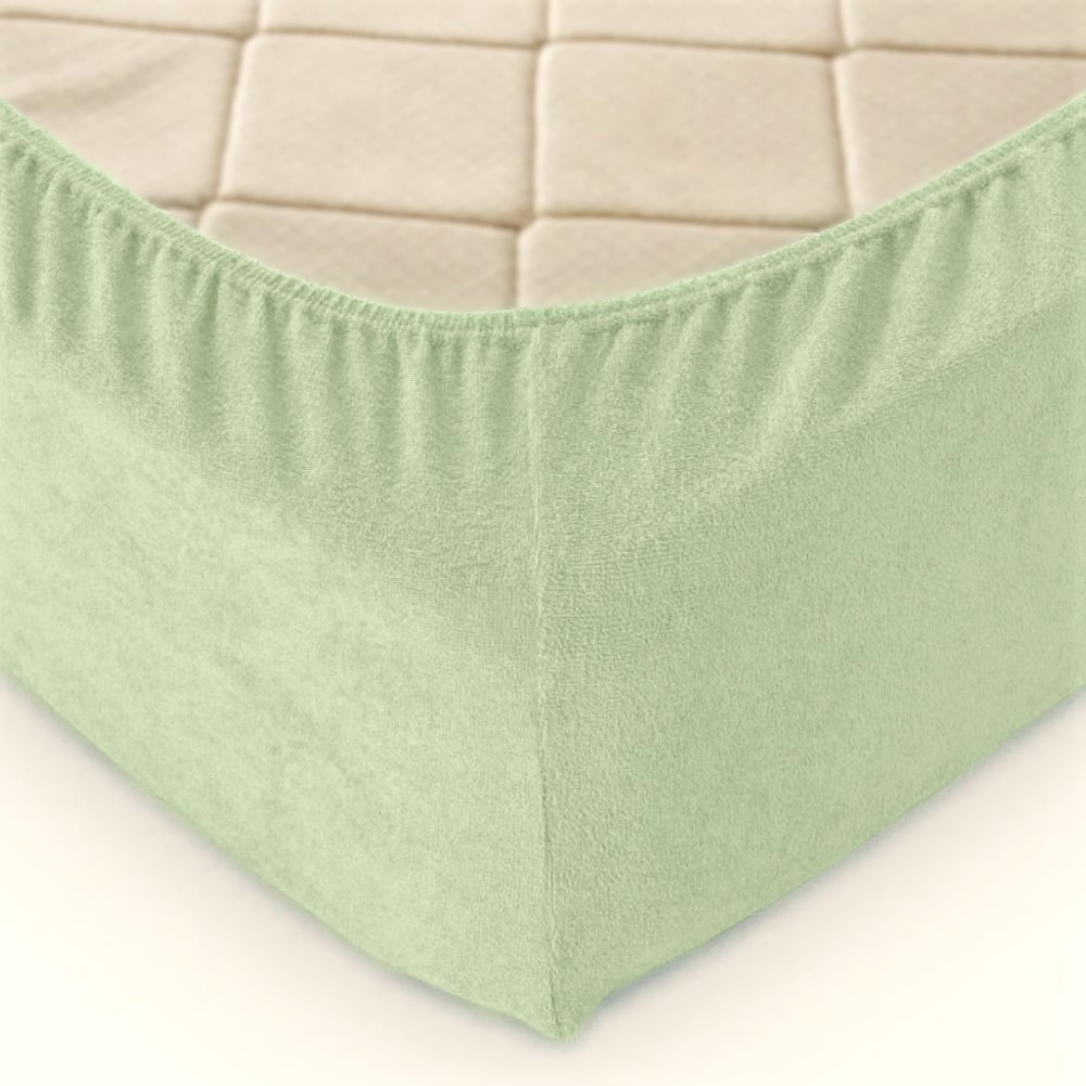 Простирадло на резинці 90х200х20см махрове тм Ярослав №1 оливка, фото 1