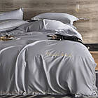 Комплект постільної білизни сатин однотонний bella villa євро розмір B-0236 сірийй