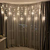Гірлянда Штора, від мережі, 2,5 м, 12 зірок, Біла / Гірлянда світлодіодна штора / Зіркопад / Новорічна гірлянда, фото 6