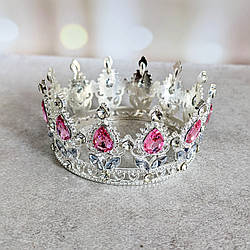 Корона на торт Срібна з рожевим