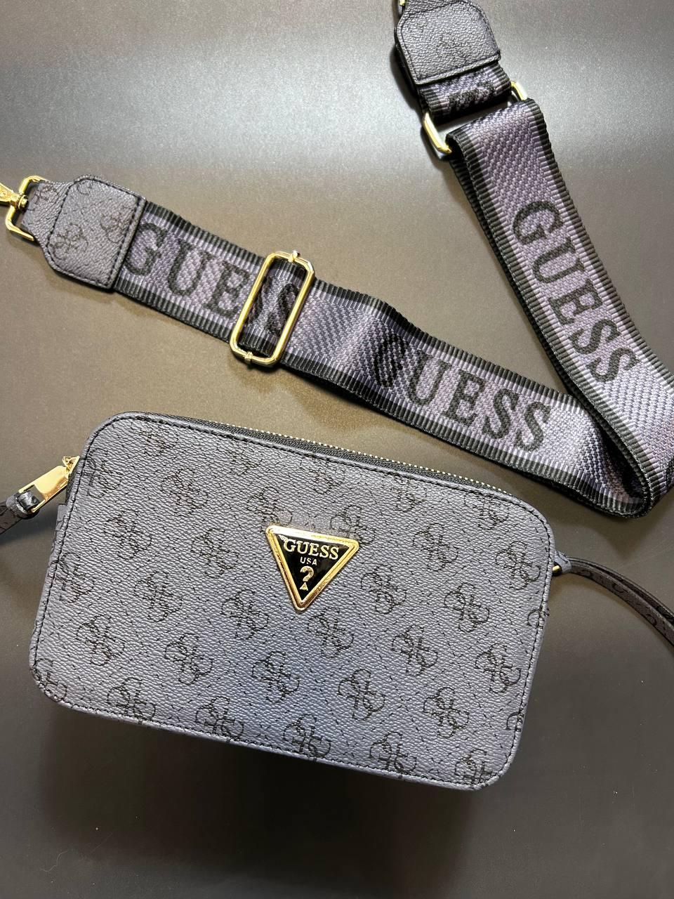 Жіноча сумка Guess The Snapshot Bag Black Blue (Синій) Екошкіра Крос Боді на 2 відділення широкий ремінь Гесс