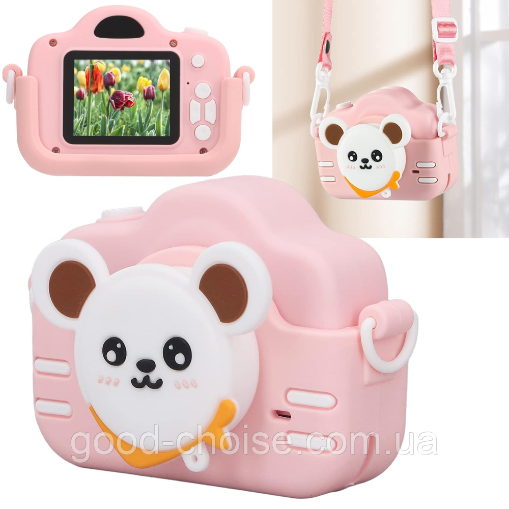 Цифровий фотоапарат для дітей 20Мп та фокусуванням, BABY CAMERA BEAR / Дитяча фотокамера з силіконовим чохлом