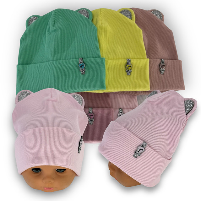 трикотажная шапка для девочки Двойная трикотажная шапка для девочки