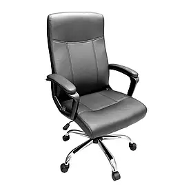 Крісло офісне комп'ютерне Форте чорне для роботи, навчання з посиленим механізмом, шкірзамінник