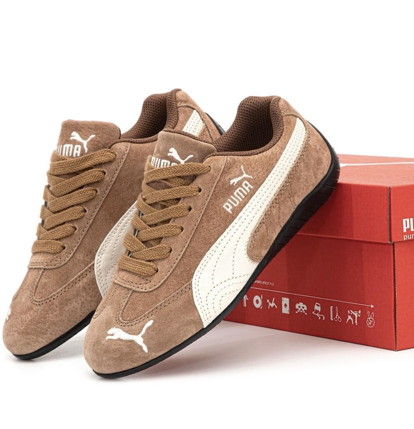 Жіночі кросівки Puma Speedcat весна-осінь коричневі. Живе фото, фото 1