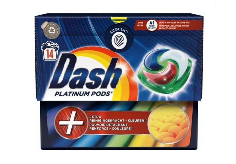 Капсули для прання Dash Platinum Pods із захистом кольору тканин 14 шт