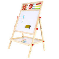 Мольберт дерев'яний двосторонній дитяча навчальна дошка для малювання, фото 2