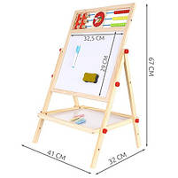 Мольберт дерев'яний двосторонній дитяча навчальна дошка для малювання, фото 7