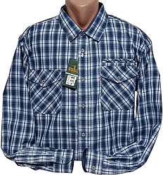 Батальна чоловіча сорочка Hetai vd-0115 класична синя в клітку, чоловічі сорочки бавовна великих розмірів 10XL