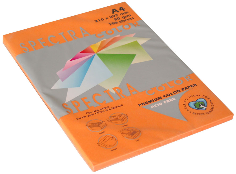 Папір Spectra Color А4 80г/м2 100арк., помаранчевий неоновий 371