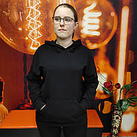 Толстовка Aksan жіноча худи кишеня капюшон двонитка оверсайз М чорна