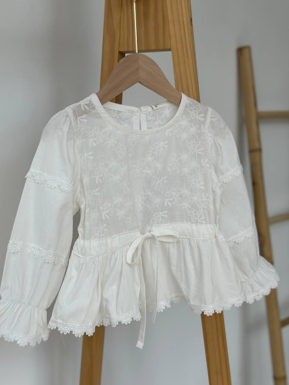 Блуза на дівчинку з рюшами Білий 2246, 30, X.F.F., Білий, Для дівчаток, Весна Осінь, 122, фото 1