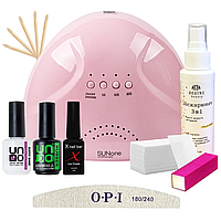 Стартовий набір для манікюру гель-лаком з лампою SUN 1, 48 Вт (манікюрний набір для початківців) EN