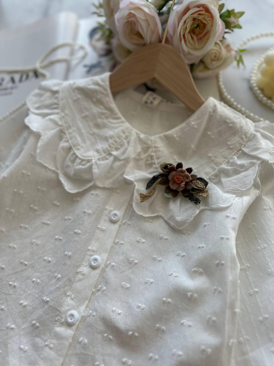 Стильна блузка з квіточкою Білий 258, 30, X.F.F., Білий, Для дівчаток, Весна Осінь, 98, фото 1