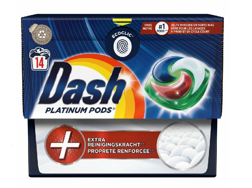 Капсули для прання Dash Platinum Pods + потужність видалення плям 14 шт