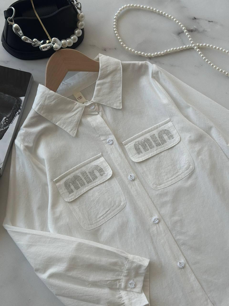 Сорочка для дівчинки школа "miu" Білий 1908, 32, BABY, Білий, Для дівчаток, Весна Осінь, 134, фото 1