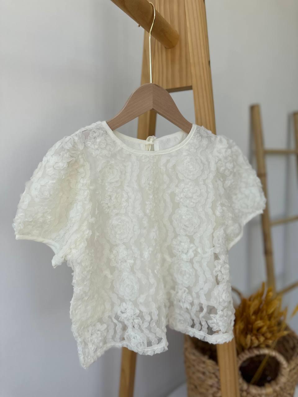 Модна блуза для дівчинки в рюші Молочний 23072, 7, The X-A-L-I hids, Молочний, Для дівчаток, Весна Осінь, 104, фото 1