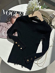 Кофта для дівчинки водолазка в рубчик Чорний W2762, Happy Star, Чорний, Для дівчаток, Весна Осінь, 164