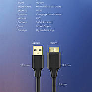 Кабель для камери жорсткого диска телефона Micro USB 3.0 на USB-A 3.0 UGREEN US130 1м (чорний), фото 8