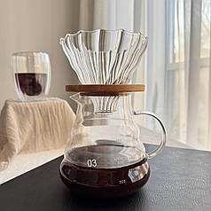 Пуровер 800 мл Скляні пуровери Кавник Заварник кава воронка для заварювання кави Заварник для пуровера