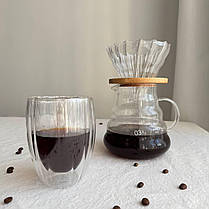 Пуровер 800 мл з чашками Скляні пуровери Заварник кава вирва для заварювання кави Кемекс, фото 4