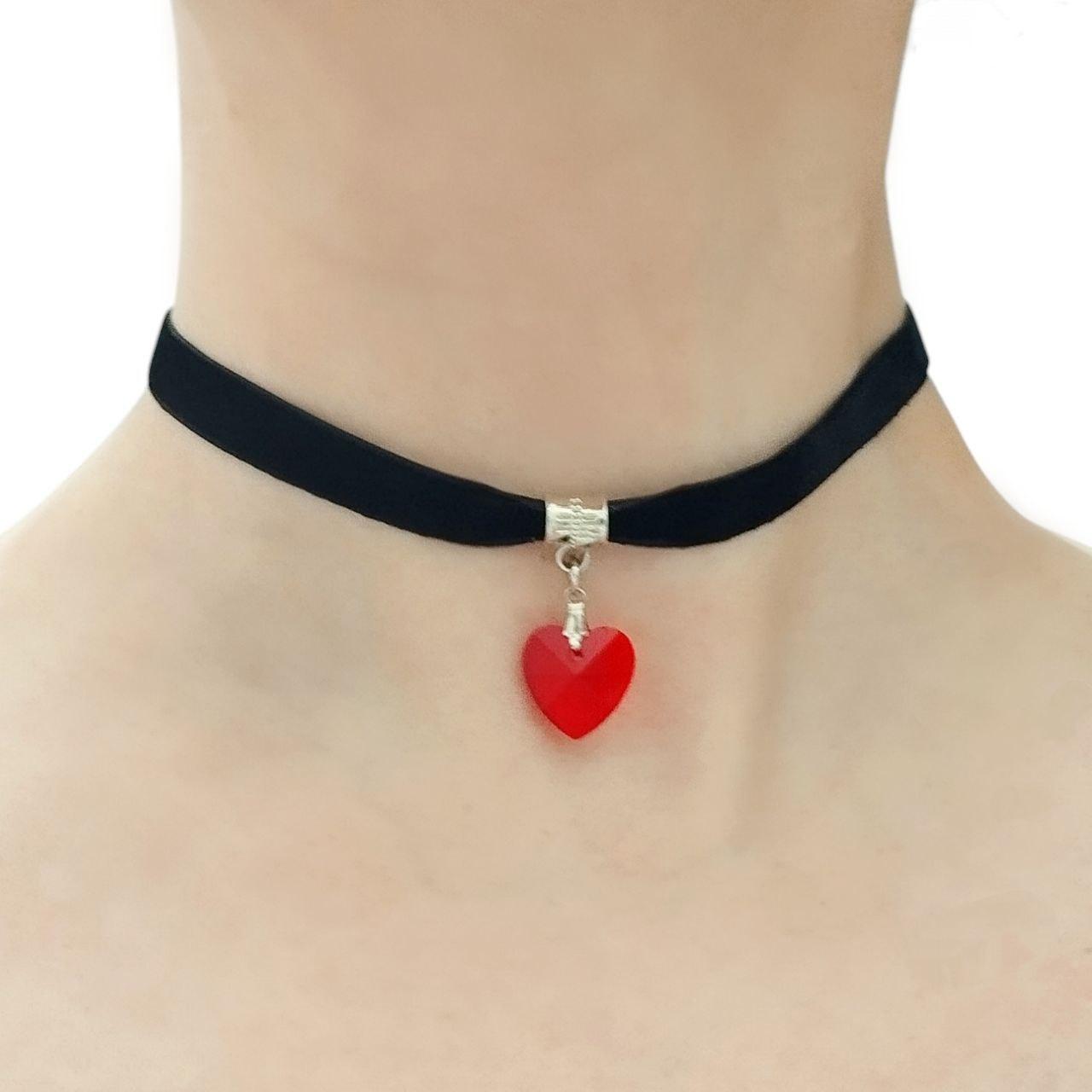 Чокер чорний з червоним серцем "Любов" (330691(1)), фото 1