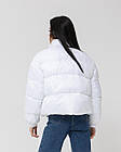 Жіноча стьобана коротка куртка оверсайз біла до -5°С без капюшона з утеплювачем весняна осіння, фото 5