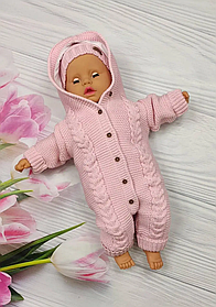 Дитячий в'язаний чоловічок для новонародженного з капюшоном та шапочкою