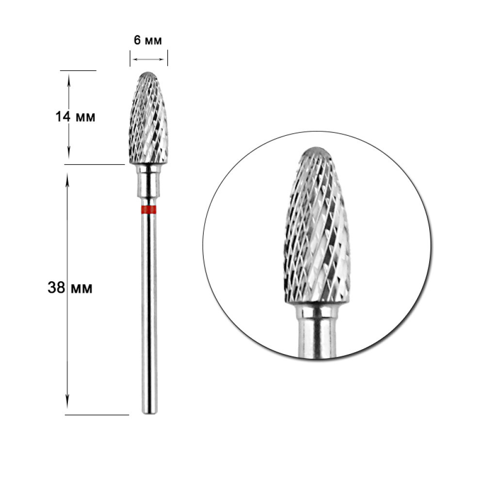 Фреза твердосплавна Кукурудза STALEKS PRO 6 мм червона, фото 1