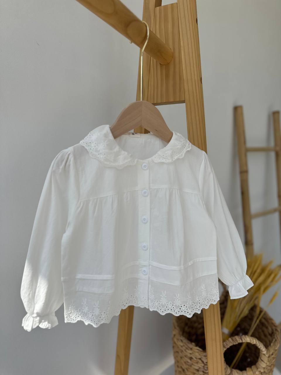 Блуза з мереживом Білий 266 30, X.F., Білий, Для дівчаток, Весна Осінь, 98, фото 1