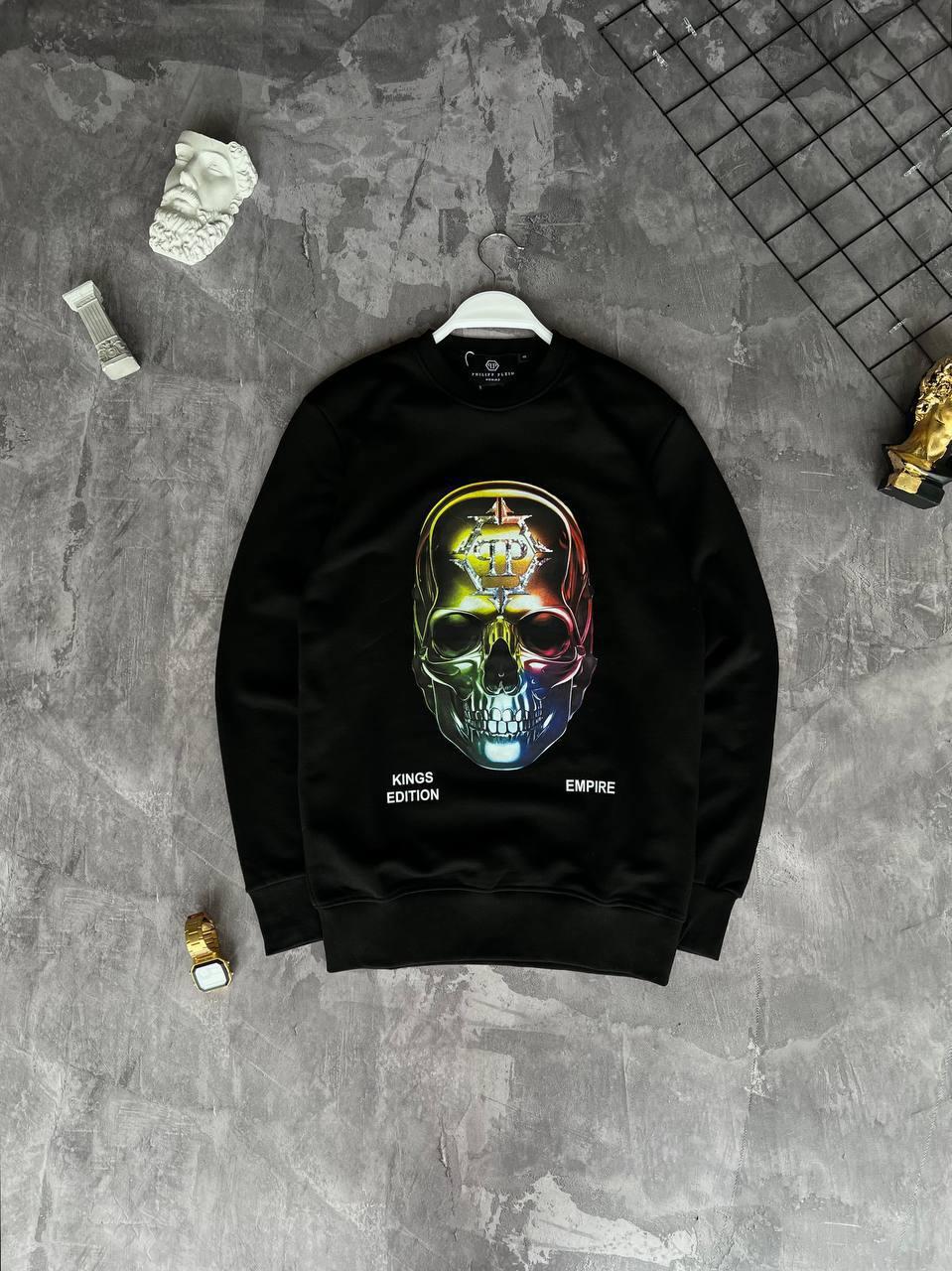 Світшот кофта чорний весна-осінь без капюшону Philipp Plein