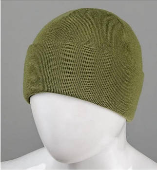 Шапка Вязаная Олива з Відворотом