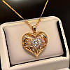 Підвіска з ланцюжком у формі серця з білим фіанітом, золотиста, 2.1 см, 45+5 см, фото 2