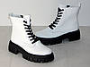 Черевики жіночі шкіряні на шнурівці демісезон білі на чорній підошві, фото 10