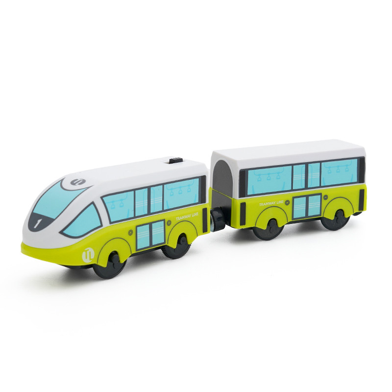 Електричний локомотив з вагонами Iekool, 3+ (Brio, Ikea) Жовтий, фото 1