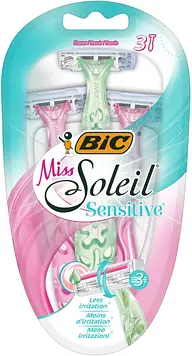 Набір бритв без змінних картриджів BIC Miss Soleil Sensitive. Блістер 3 штуки