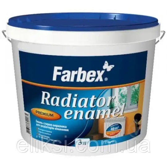 Емаль Farbex для радіаторів опалення білий глянець 3 кг, фото 1