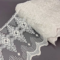 (#60) Мереживо на сітці з органзи 20 см - слонова кістка