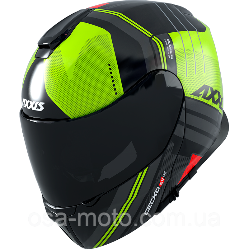 Мотошолом AXXIS GECKO EPIC B3 Gloss Fluor Yellow XS