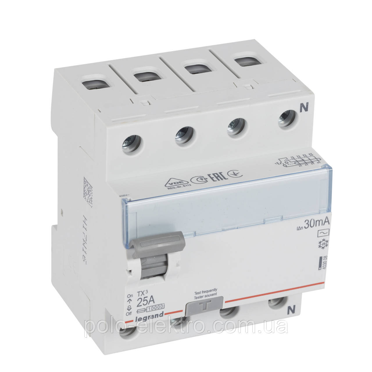 Диф. реле ТX3 4п 25A АС 30мА Legrand