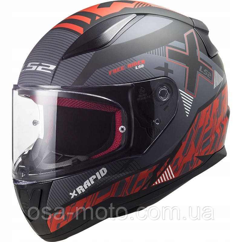 Мотошолом LS2 FF353 Rapid XTREET Matt Black Red S
