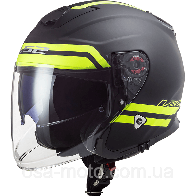 Мотошолом LS2 OF521 Infinity Hyper Matt Titanium Hi-Vis Yellow