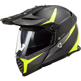 Мотошолом LS2 MX436 Pioneer Evo Router Matt Black Hi-Vis Yellow XXL