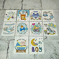 Листівки міні подарункові It's a boy Baby Shower 7,1х8,2 см Мікс 10 шт 5503-17-2