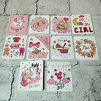 Листівки міні подарункові It's a girl Baby Shower 7,1х8,2 см Мікс 10 шт 5503-17-1