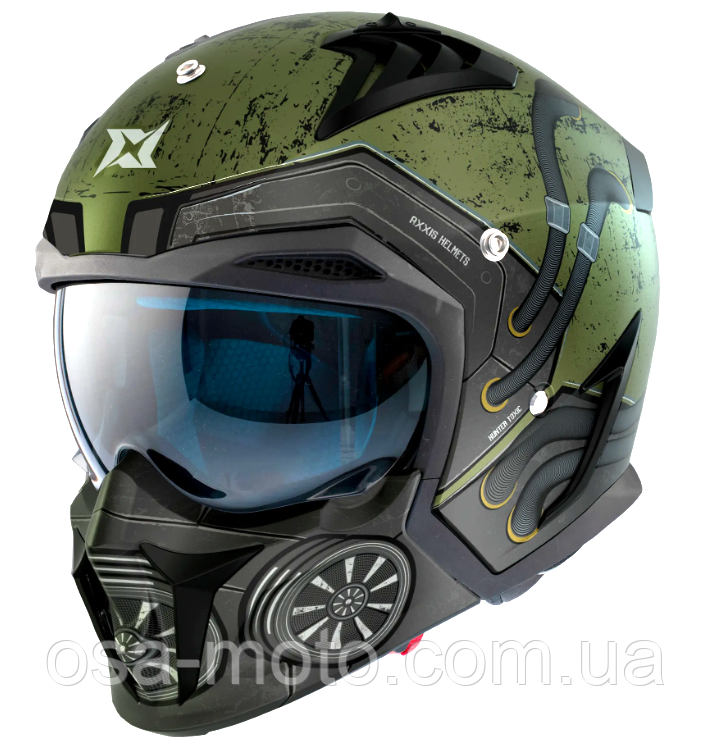 Мотошолом AXXIS HUNTER SV Toxic C6 Matt Green XS