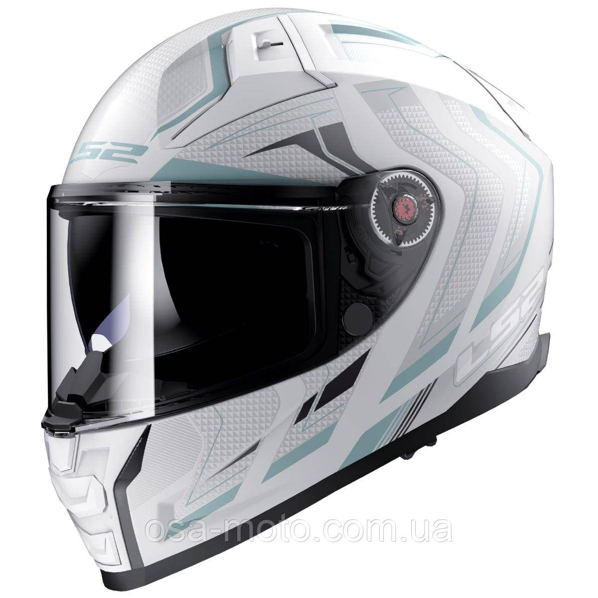 Мотошолом LS2 FF811 Vector 2 Alizer Matt White Silver, фото 1